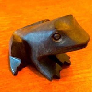 Very old carved iron wood frog